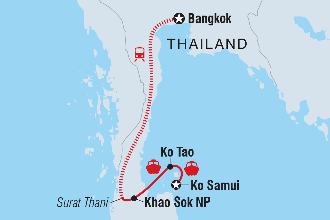 Map of Thailand Beaches: Bangkok To Ko Samui including Thailand