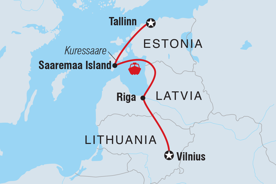 Map of Classic Baltics including Estonia, Latvia and Lithuania