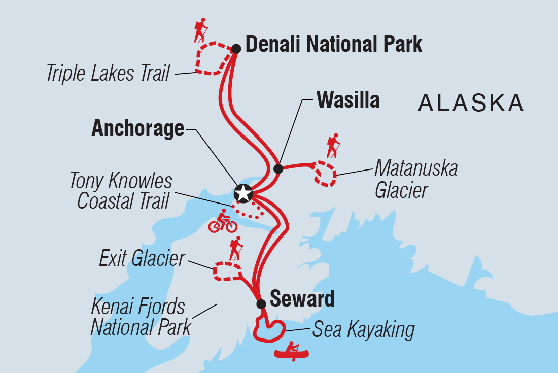 Map of Alaska Hike, Bike & Kayak including United States Of America