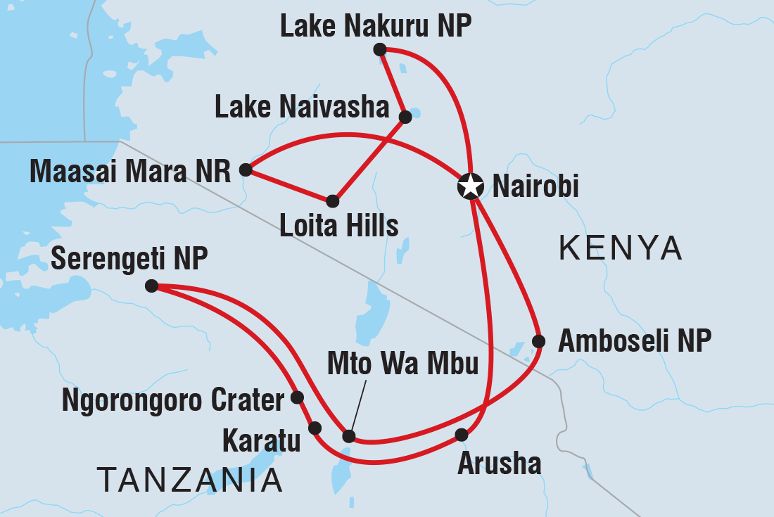 Map of The Maasai Heartlands including Kenya and Tanzania, United Republic Of