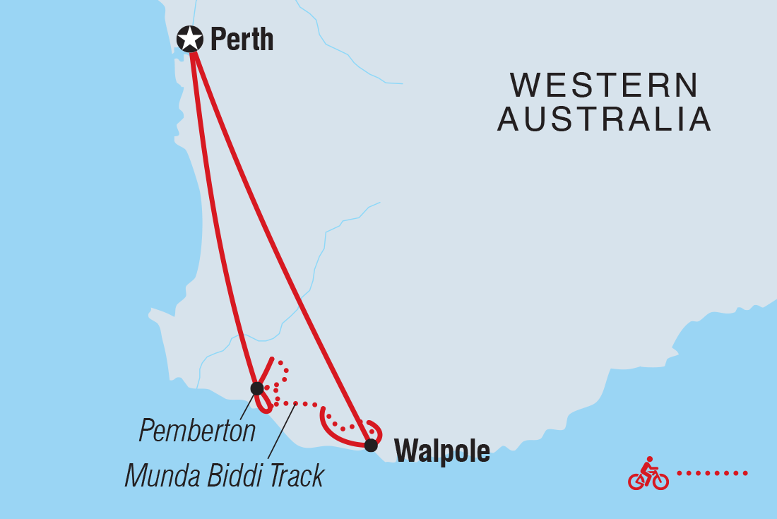 Map of Cycle The Munda Biddi Trail: Walpole To Manjimup including Australia