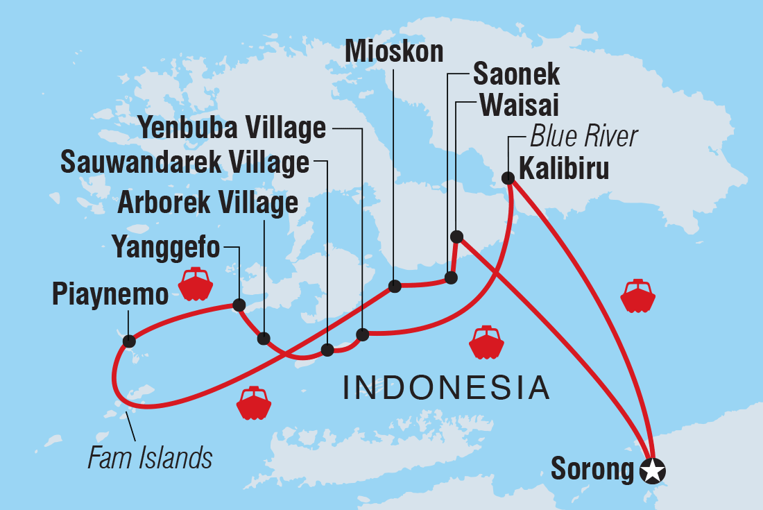 Map of Indonesia Sailing Adventure: Raja Ampat including Indonesia