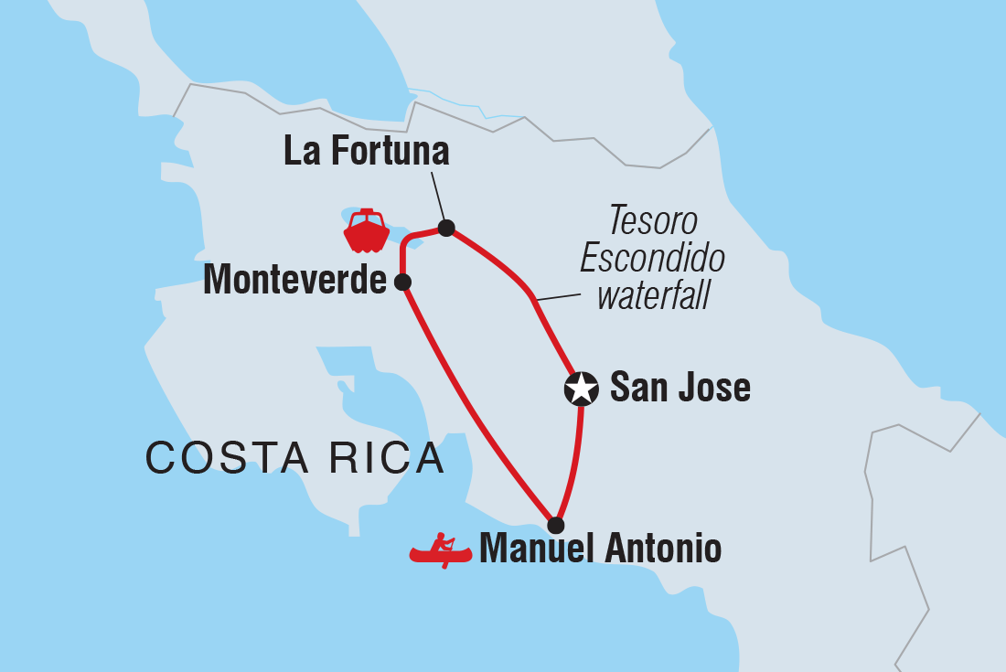 Map of Costa Rica Experience including Costa Rica
