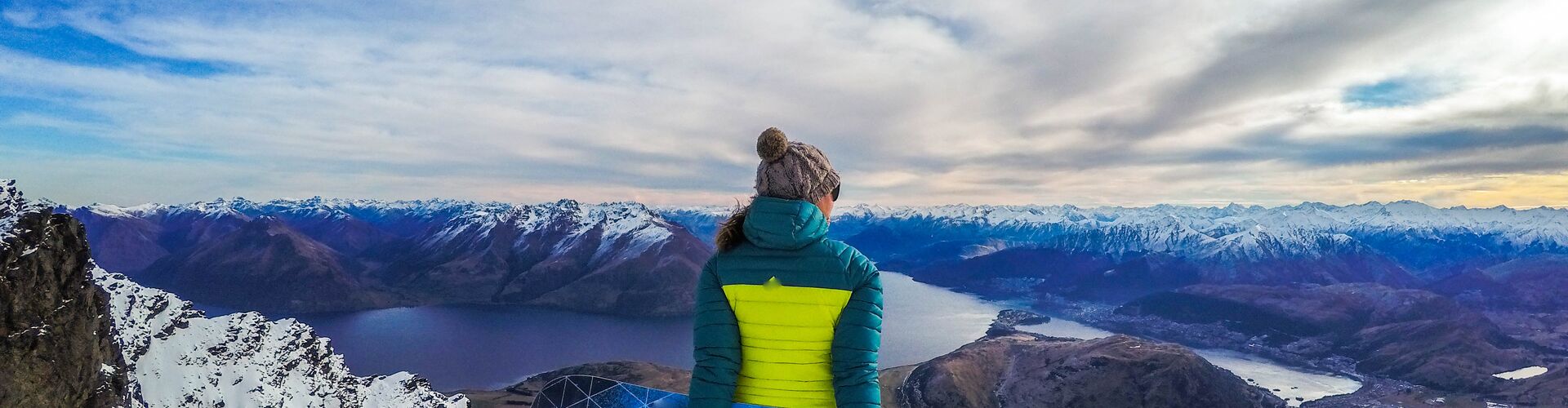 A snowboarder in The Remarkables, New Zealand