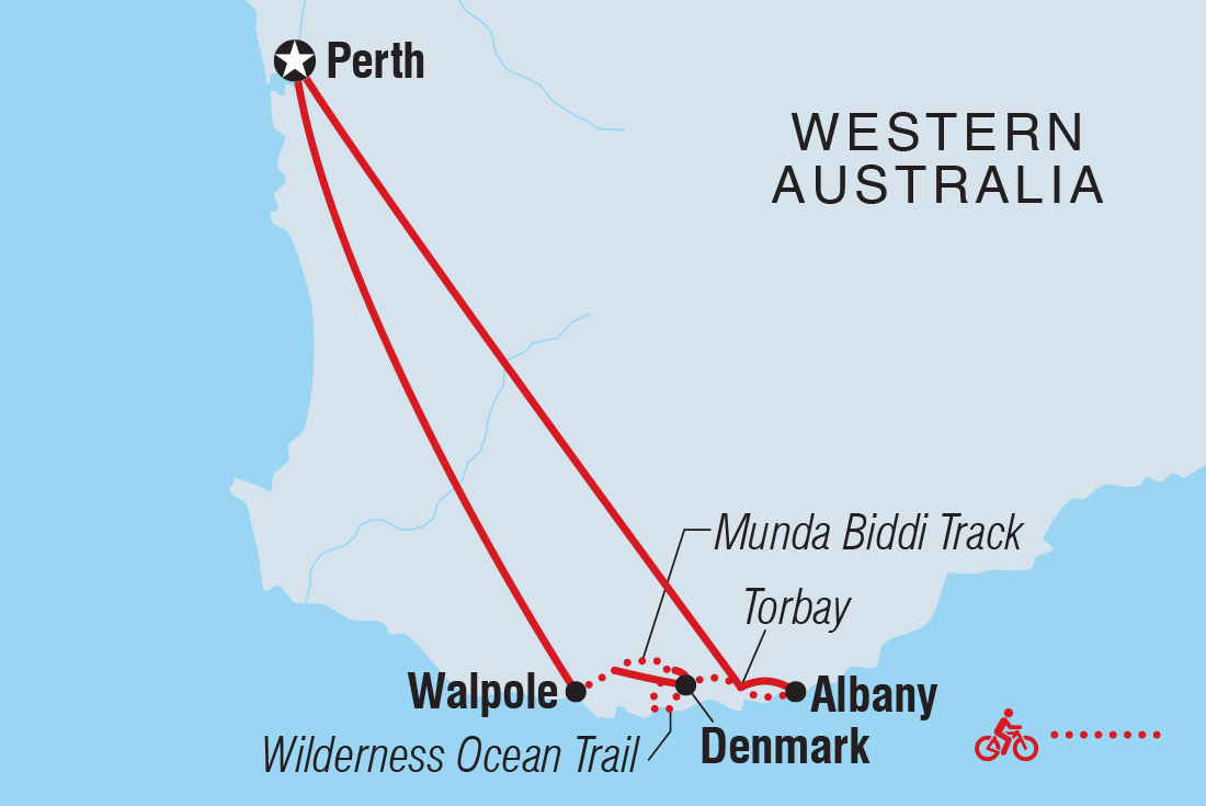 Map of Cycle The Munda Biddi Trail: Albany To Walpole including Australia