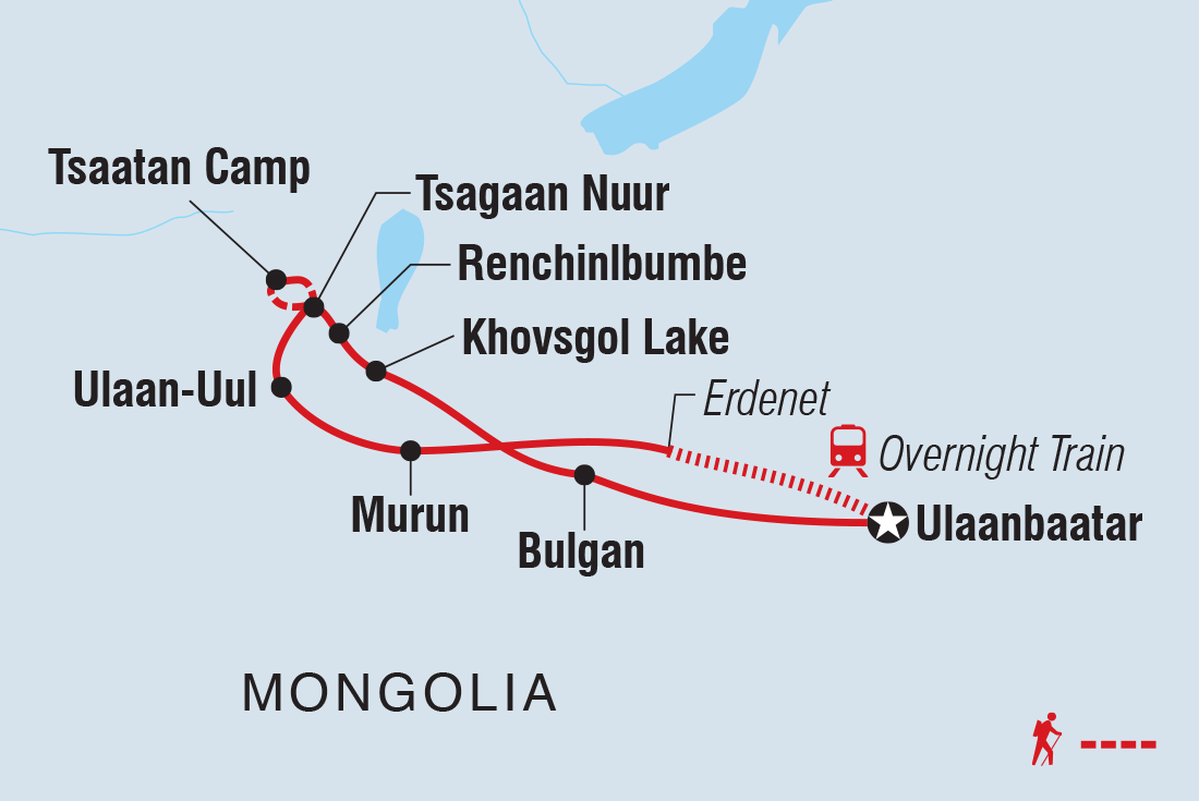 Map of Mongolia Expedition: Reindeer Herders including Mongolia
