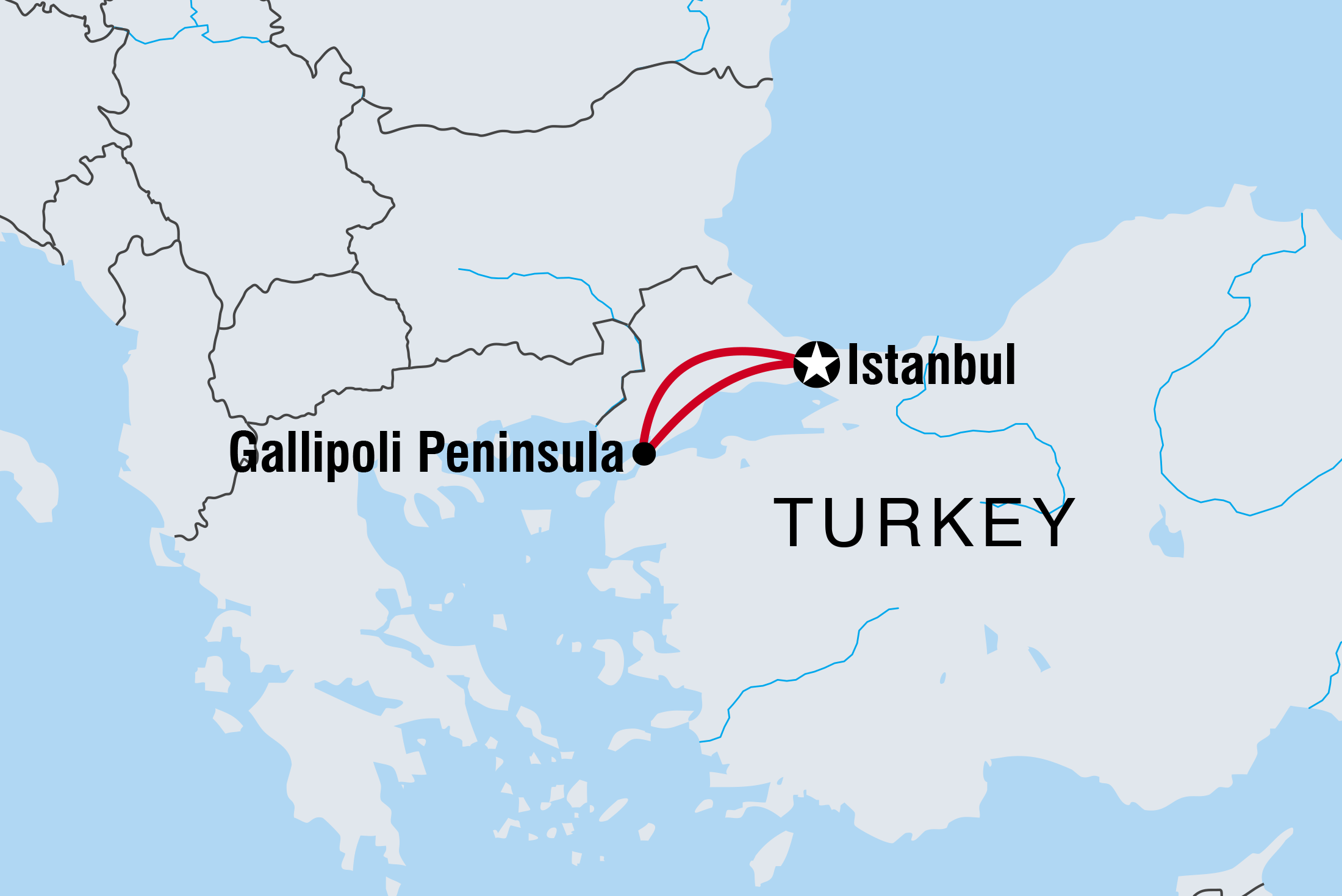 Map of Gallipoli Battlefield Independent Short Break including Turkey