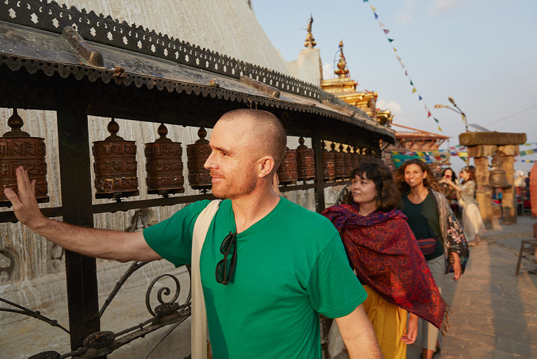 Travellers at the temple, Nepal
