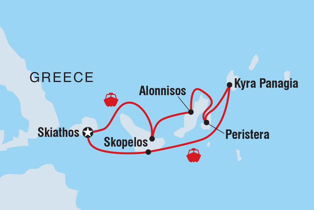 Map of Sail Greece: Skiathos, Skopelos & Alonnisos including Greece