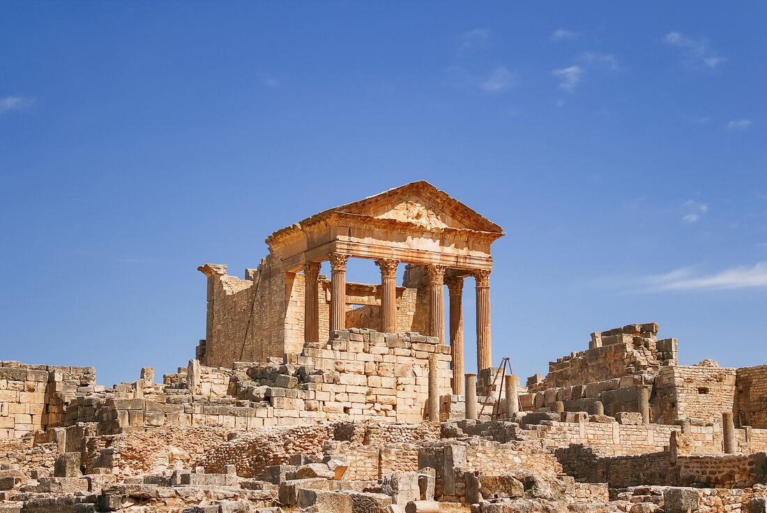 The Temple of Minerva ruins UNESCO Heritage site in Dougga, Tunisia