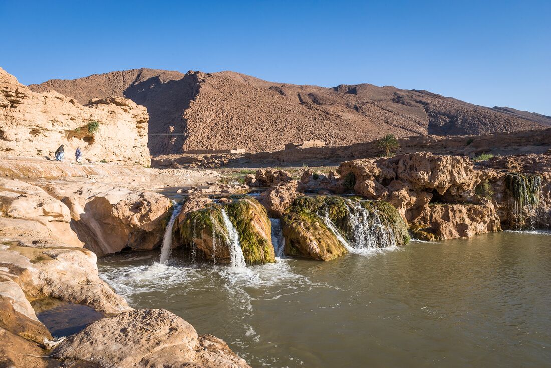 Tissinnt Attiq waterfall between Tata and Tafraoute in Morocco
