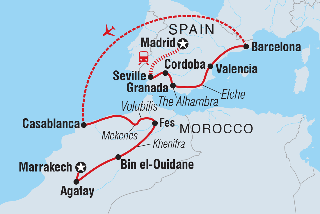 Map of Premium Spain & Morocco including Morocco and Spain