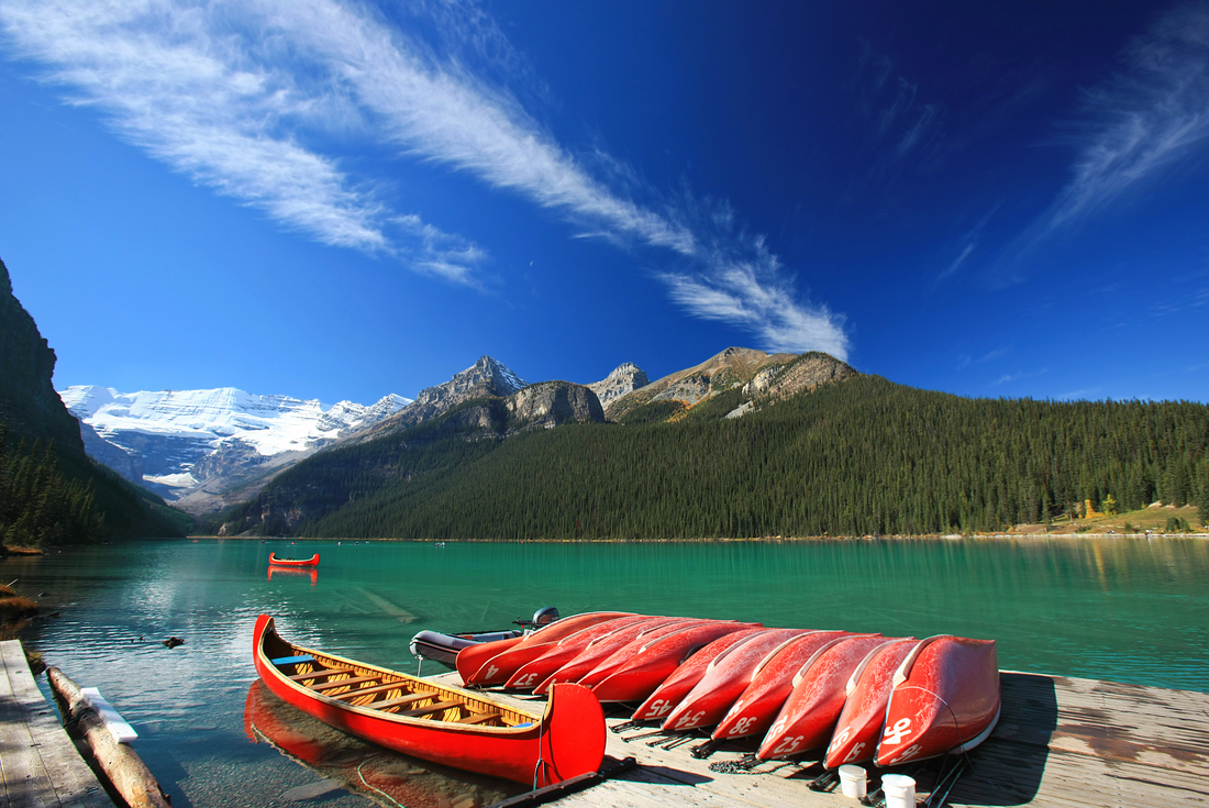 Gondolas on Lake Louis, Banff, Canada