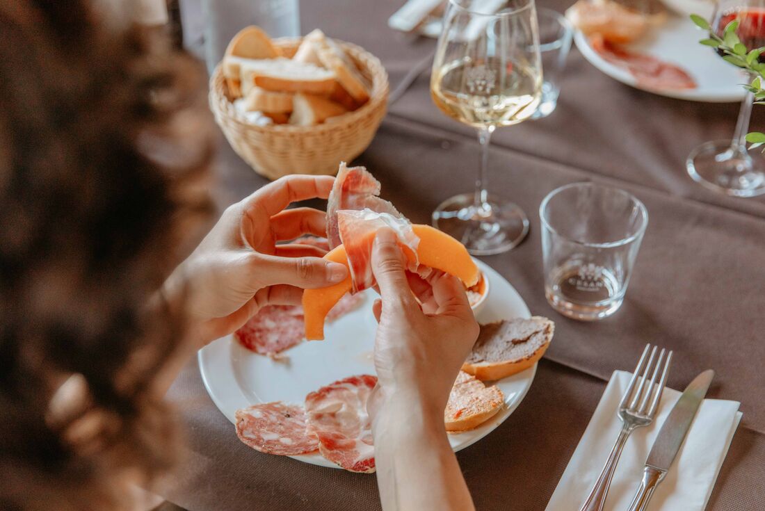 Prosciutto wrapped melon in Italy