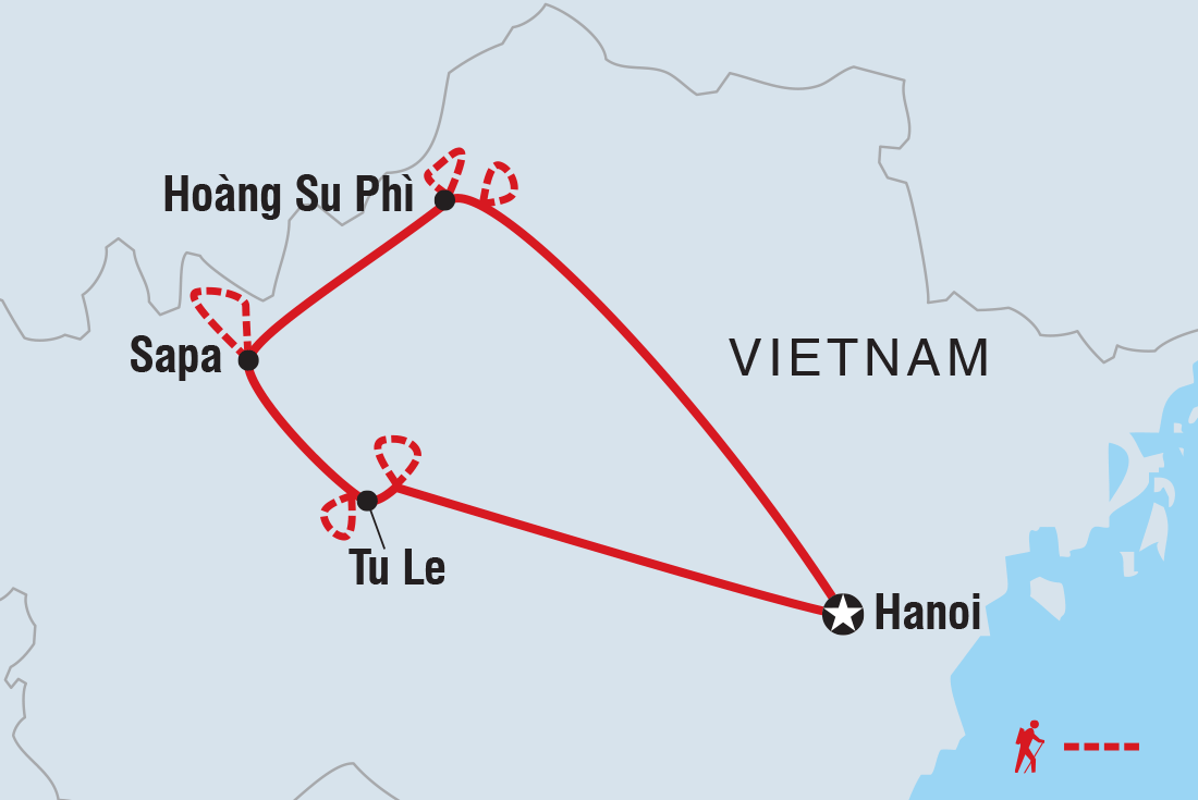 Map of Premium Walking & Hiking In Vietnam including Vietnam