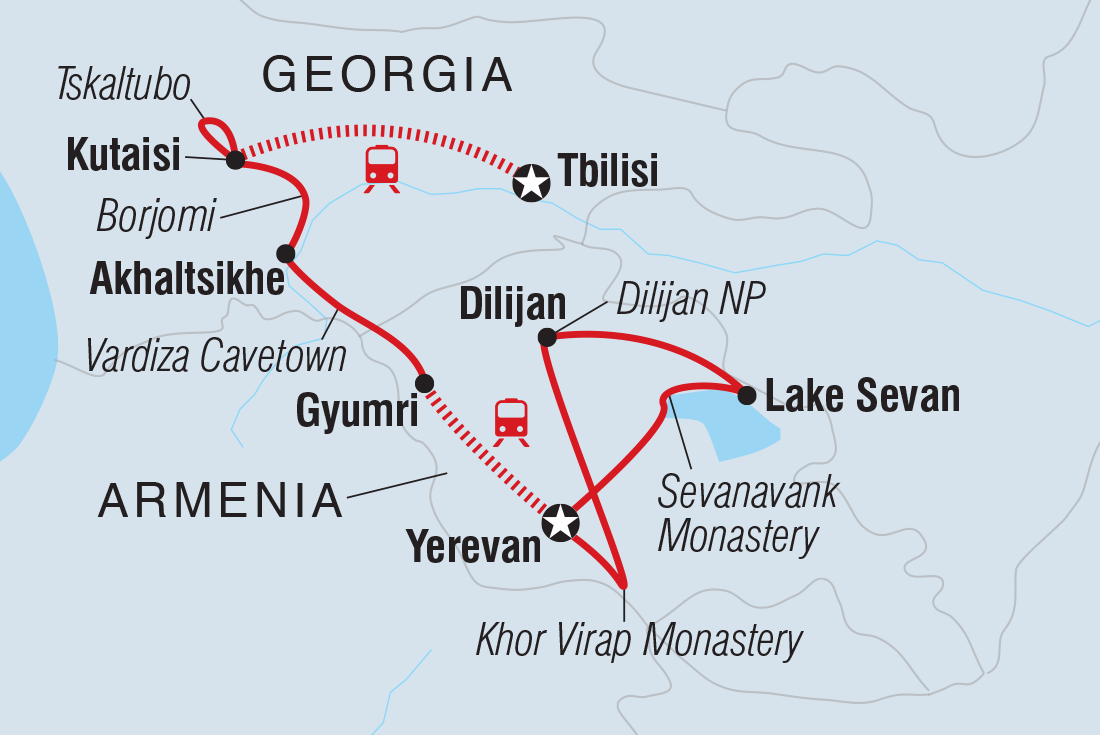 Map of Georgia & Armenia Explorer including Armenia and Georgia