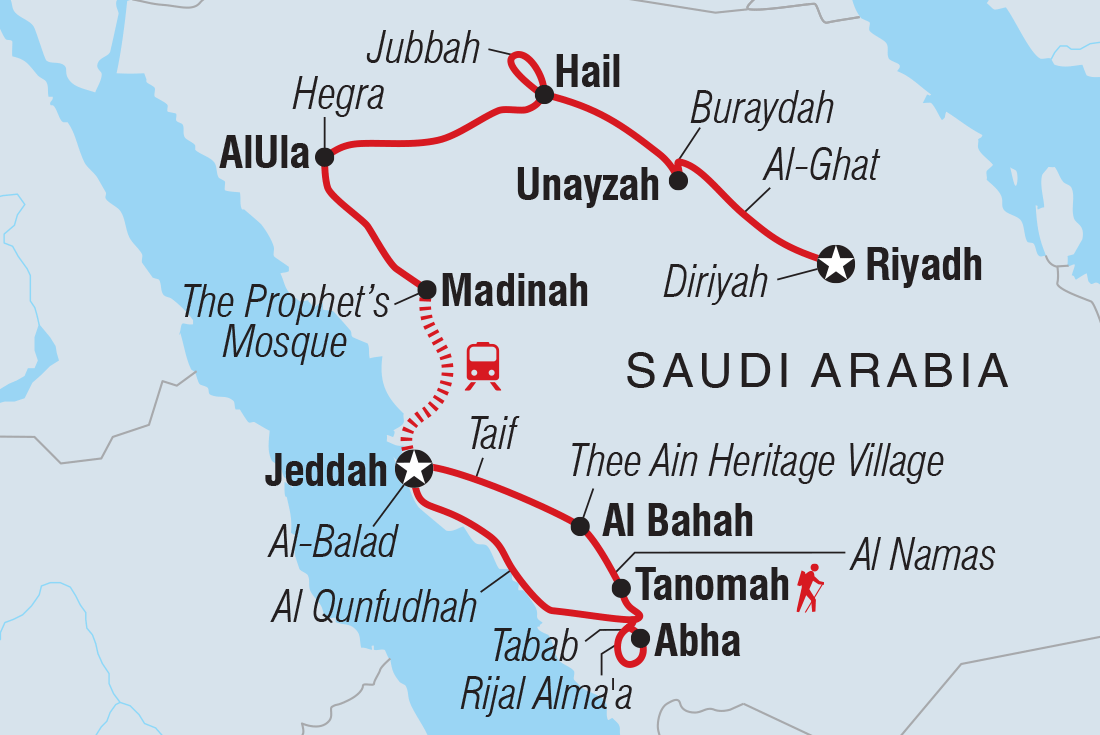 Map of Best Of Saudi Arabia: Riyadh To Asir including Saudi Arabia