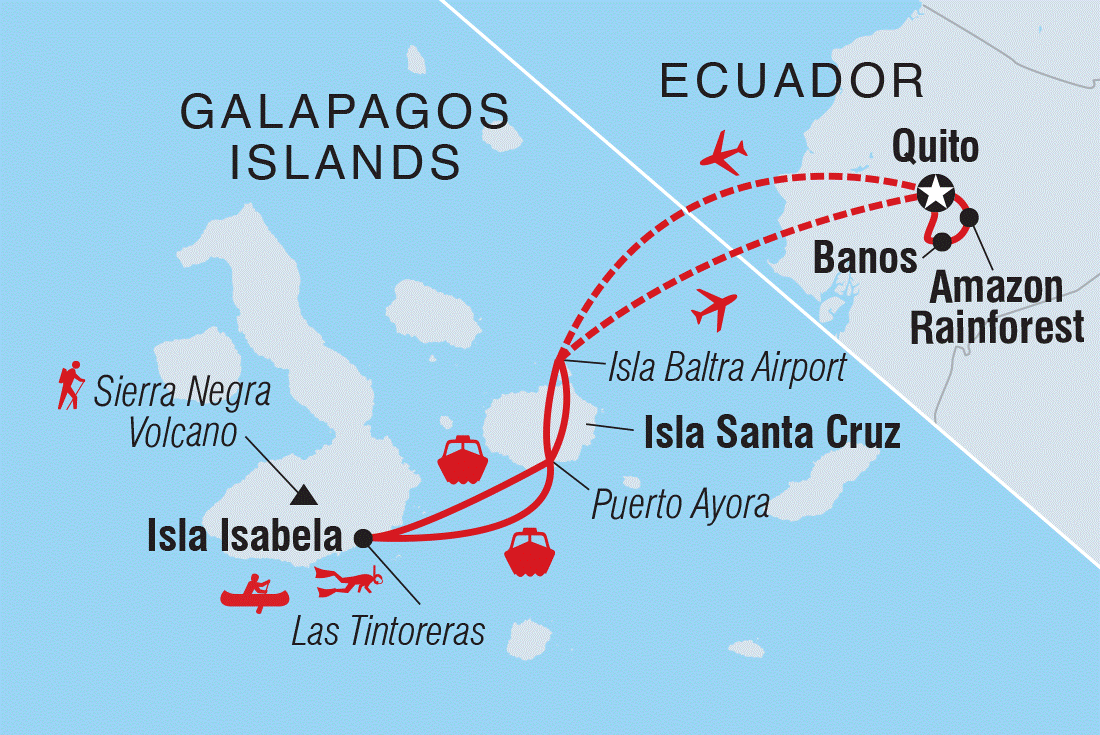 Map of Ecuador Amazon & Galapagos Family Holiday including Ecuador