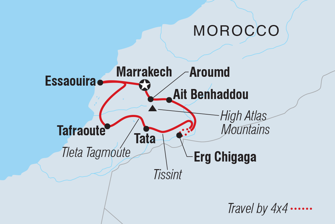 Map of South Morocco Discovery including Morocco