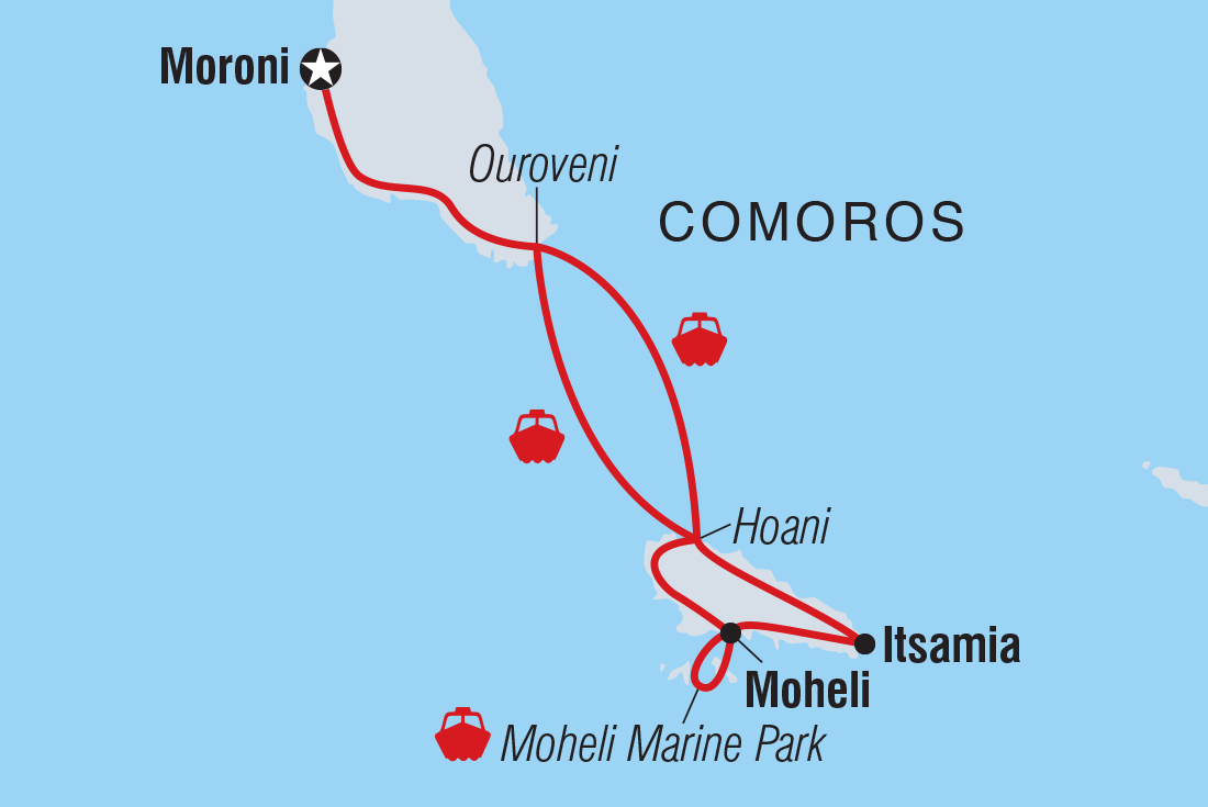 Map of Comoros: Wildlife Expedition including Comoros