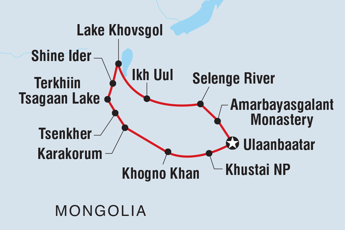 Map of Wild Mongolia including Mongolia