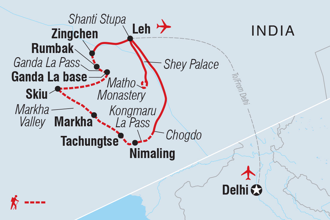 Map of India: Trekking In Ladakh including India