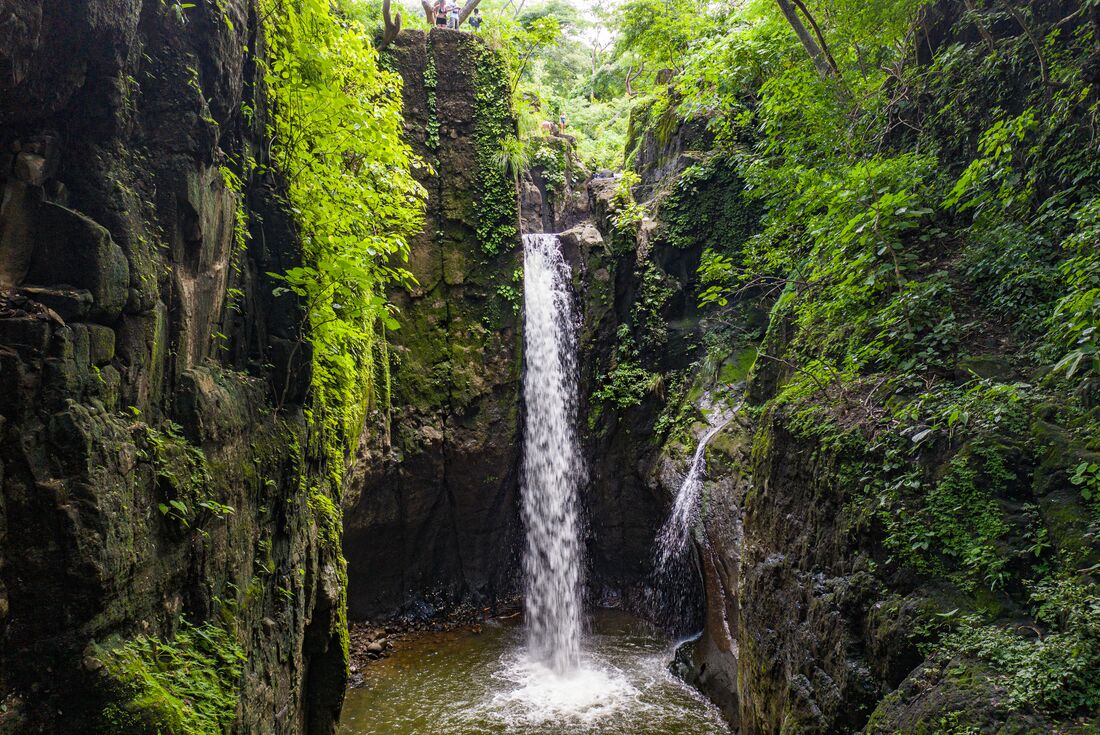 Waterfall deep in Tamanique forests reached by hiking in El Salvador