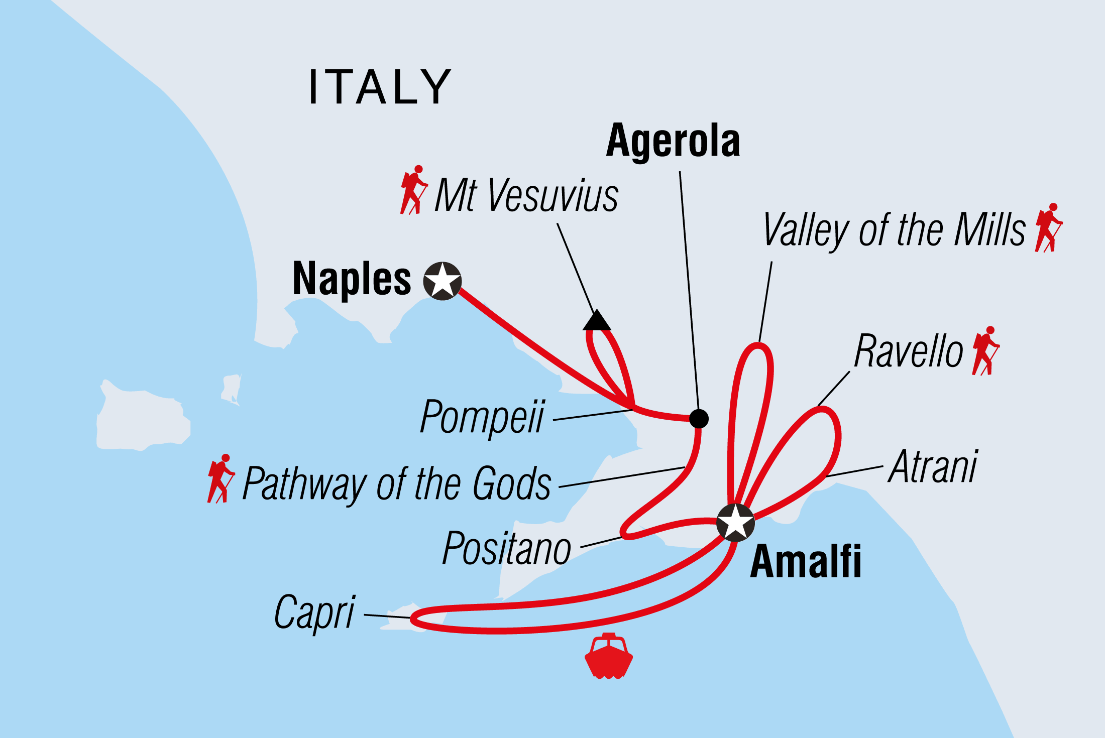 Map of Amalfi Coast: Hike & Kayak including Italy