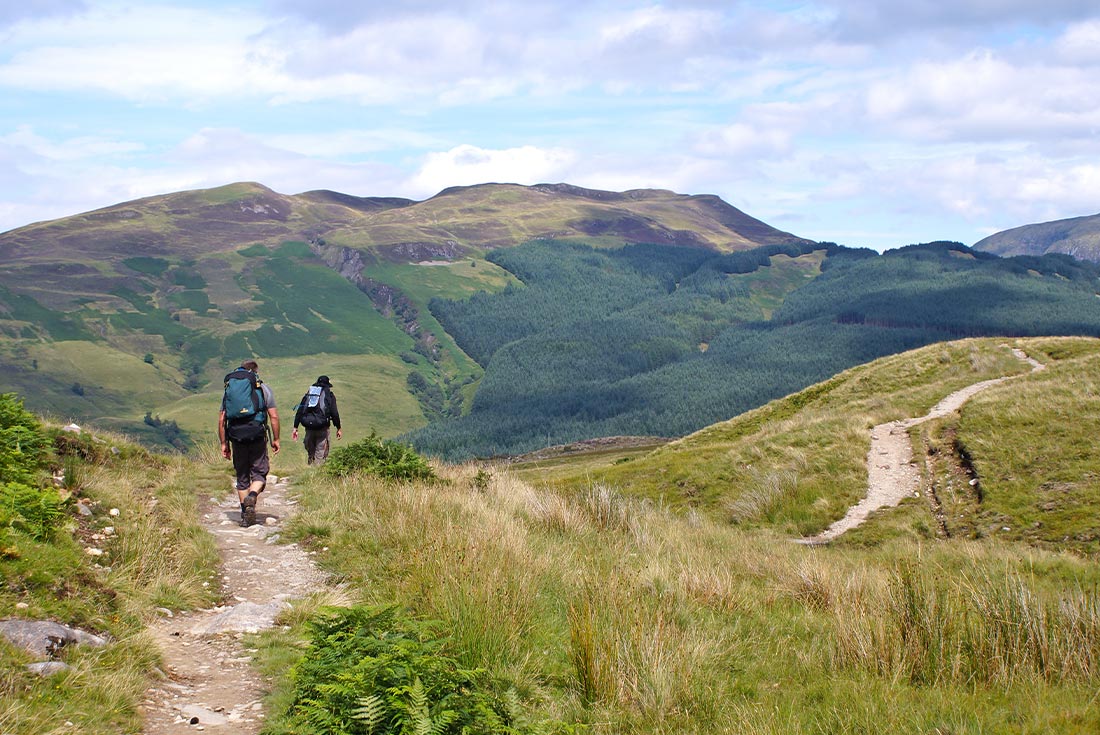 Hikers along The West Highland Way, near Fort William, Scotland, UK