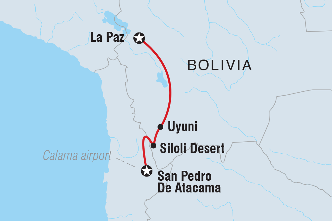 Map of Bolivia Encounter including Bolivia and Chile