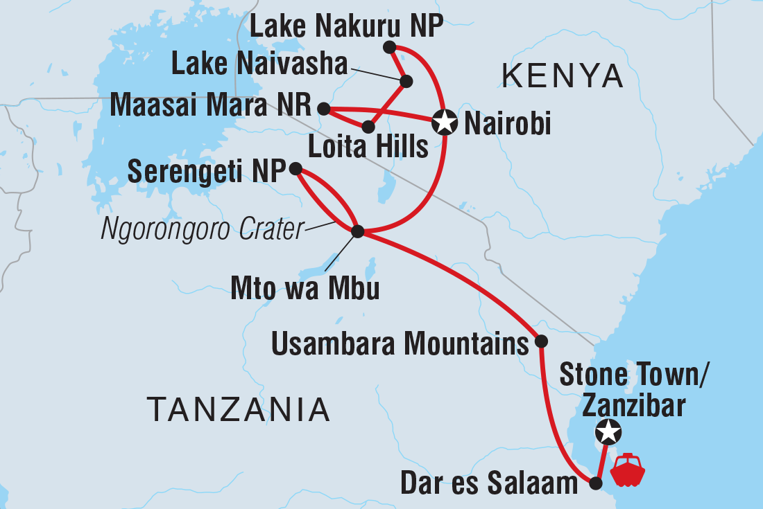 Map of Best Of East Africa including Kenya and Tanzania, United Republic Of