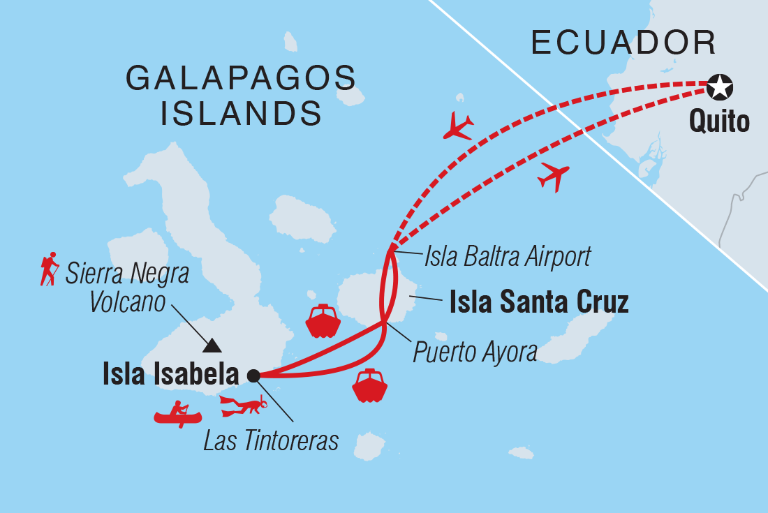 Map of Galapagos Family Holiday including Ecuador